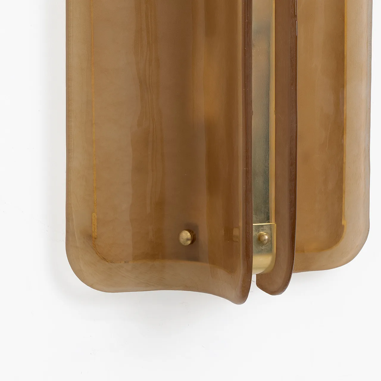 Pair of curved wall sconces in amber Murano glass, 2000s 6