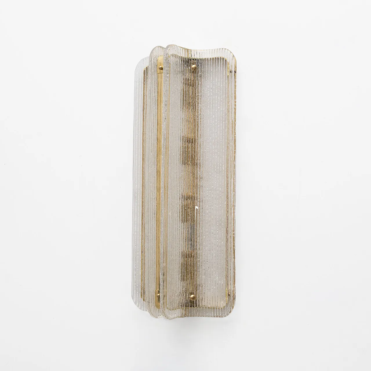 Pair of large wall sconces in Murano glass and brass, 2000s 2