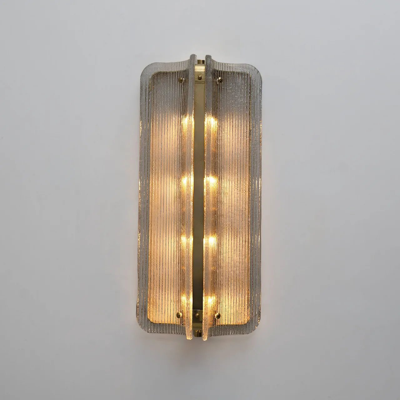 Pair of large wall sconces in Murano glass and brass, 2000s 5