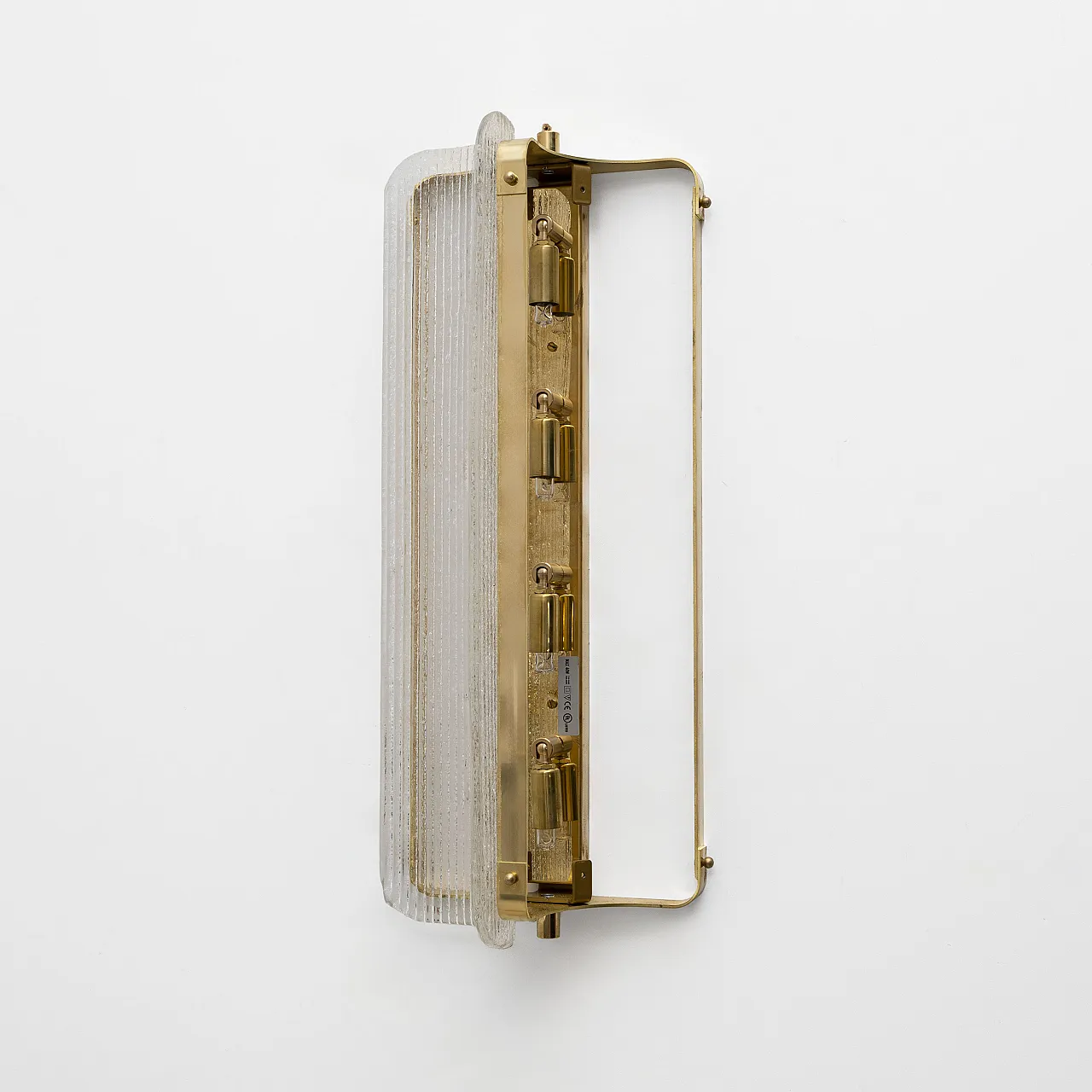 Pair of large wall sconces in Murano glass and brass, 2000s 8