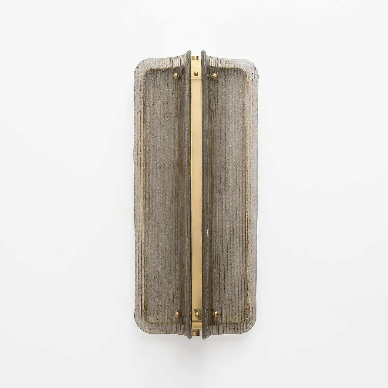 Pair of large wall sconces in smoked ribbed Murano glass, 2000s 2