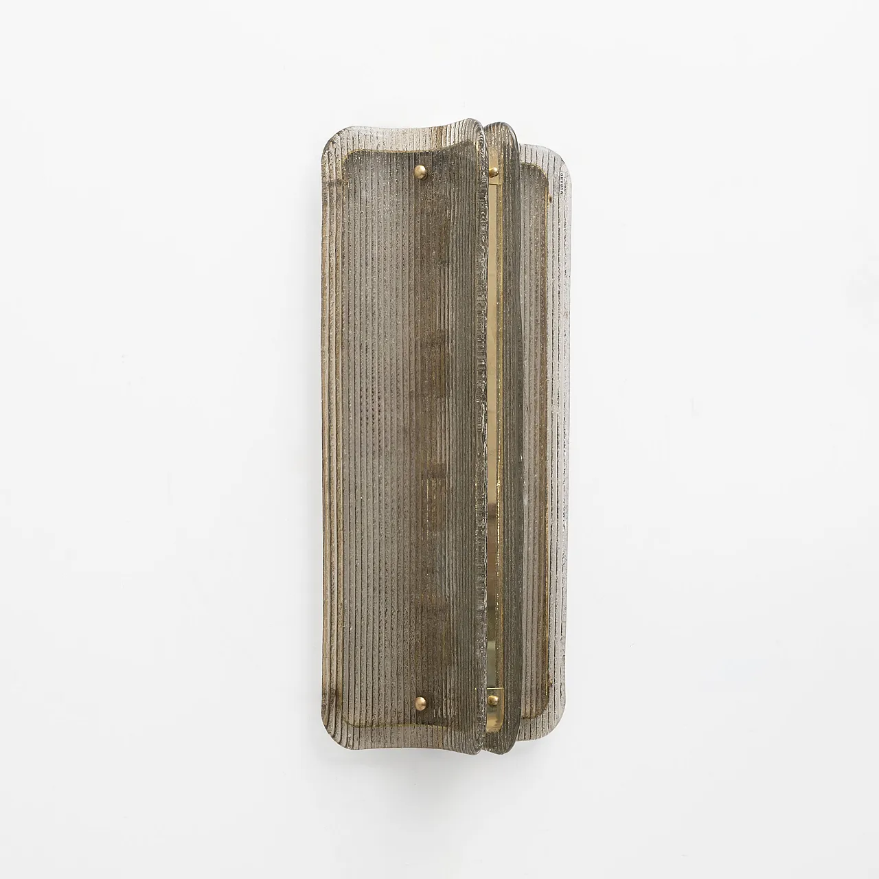 Pair of large wall sconces in smoked ribbed Murano glass, 2000s 3