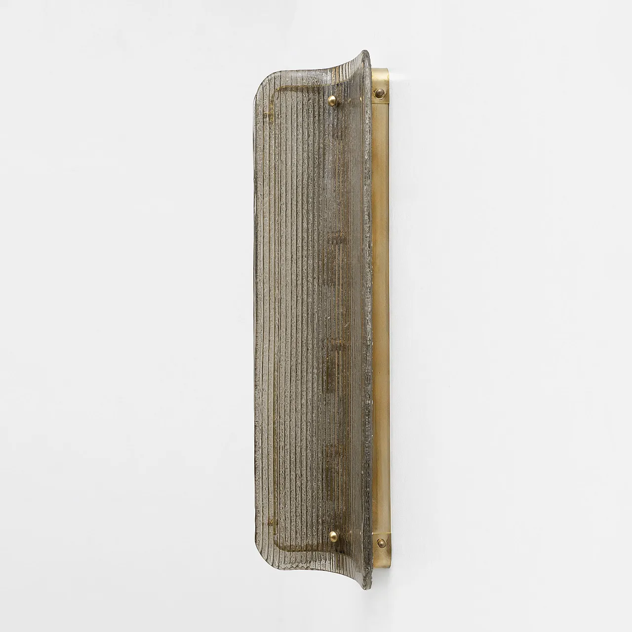 Pair of large wall sconces in smoked ribbed Murano glass, 2000s 8