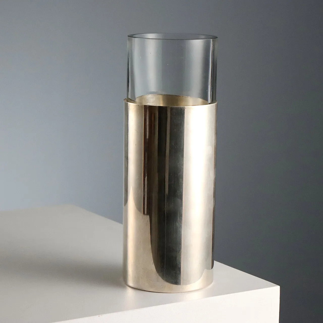 Vaso in cristallo e argento, '900 1