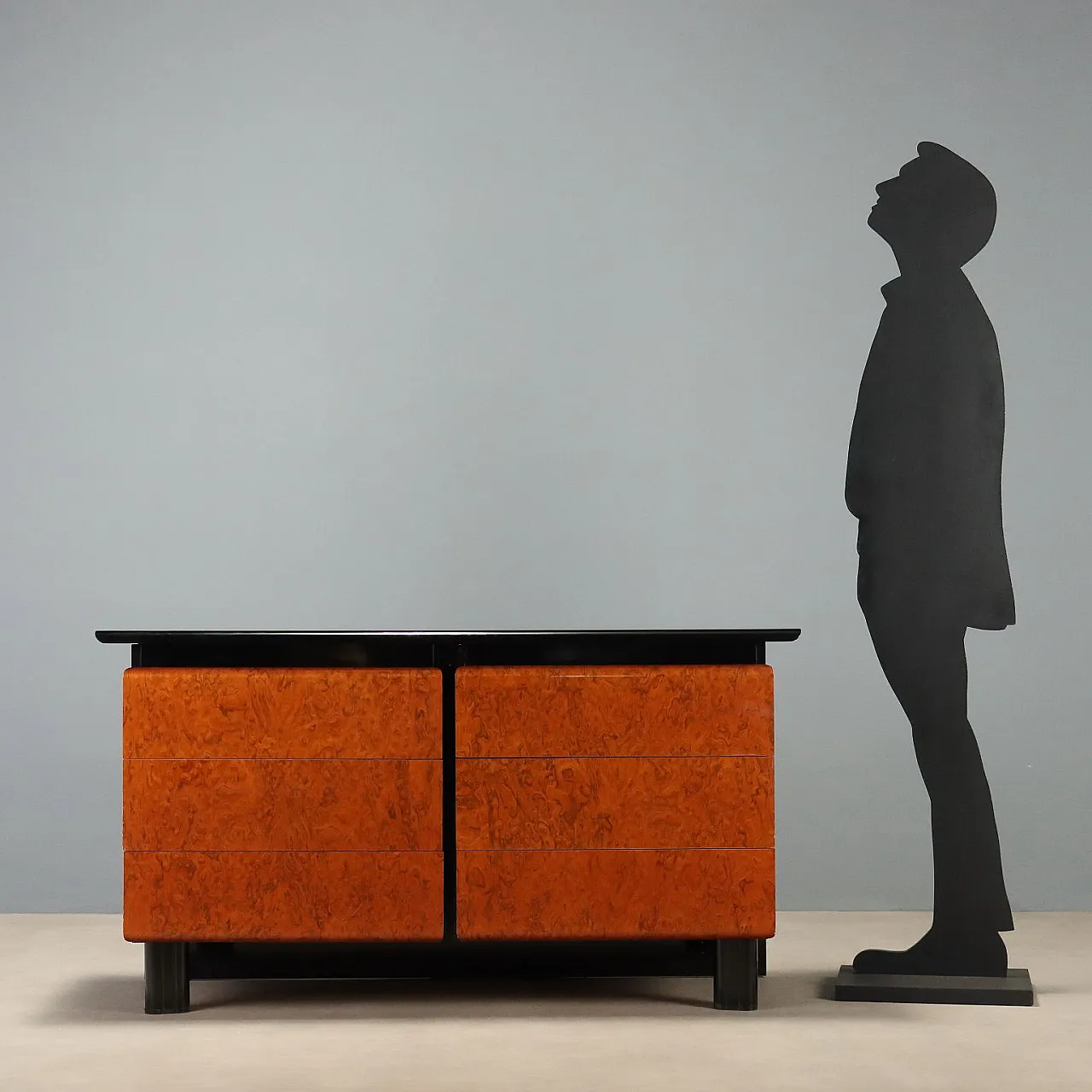 Chest of drawers in lacquered wood and briar, 1980s 3