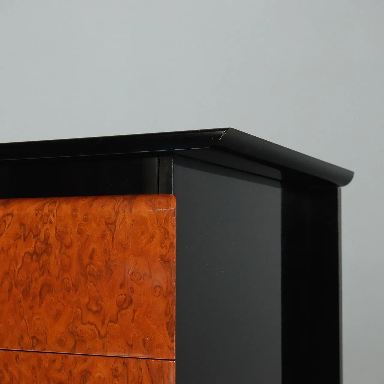 Chest of drawers in lacquered wood and briar, 1980s 6