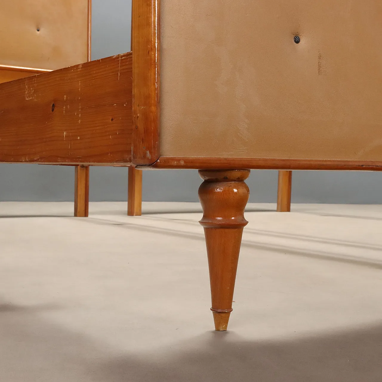 Pair of beds in wood and Skai, 1960s 7