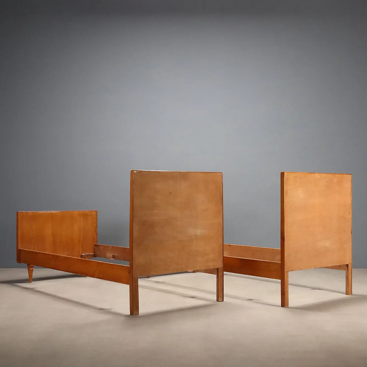 Pair of beds in wood and Skai, 1960s 10
