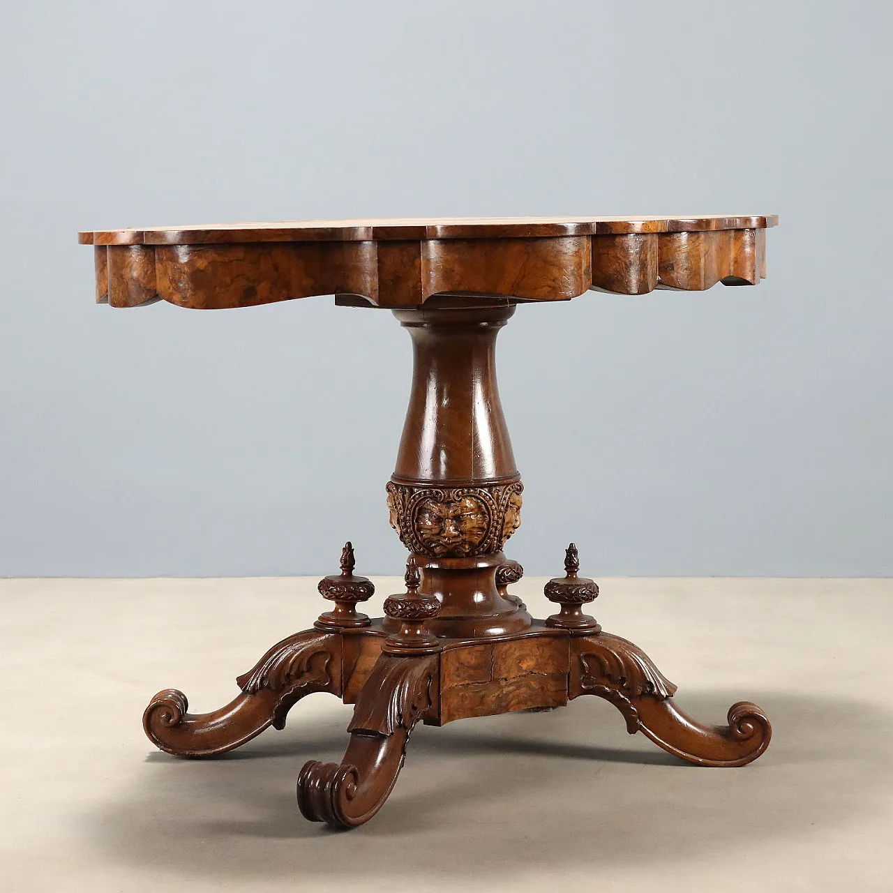 Louis Philippe biscuit coffee table in walnut, 19th century 9