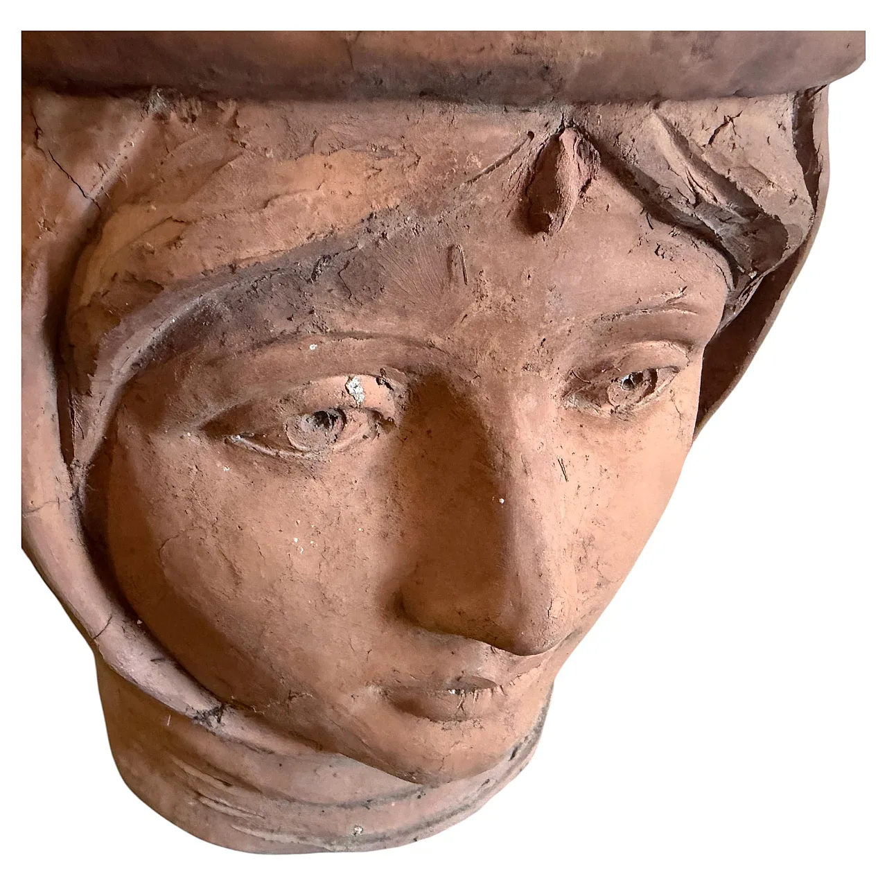 Vaso testa di Moro in terracotta tradizionale artigianale, anni '30 2