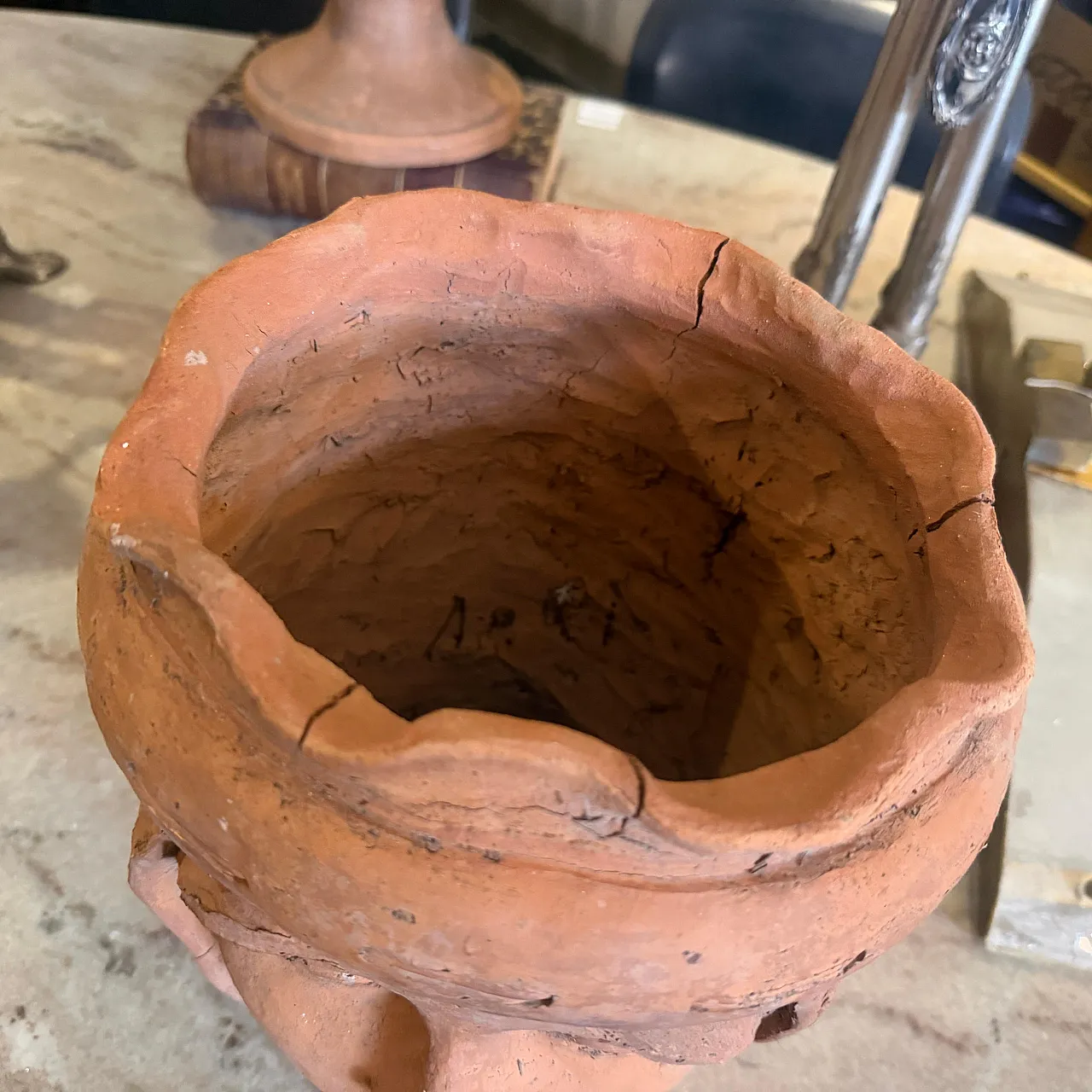 Vaso testa di Moro in terracotta tradizionale artigianale, anni '30 9