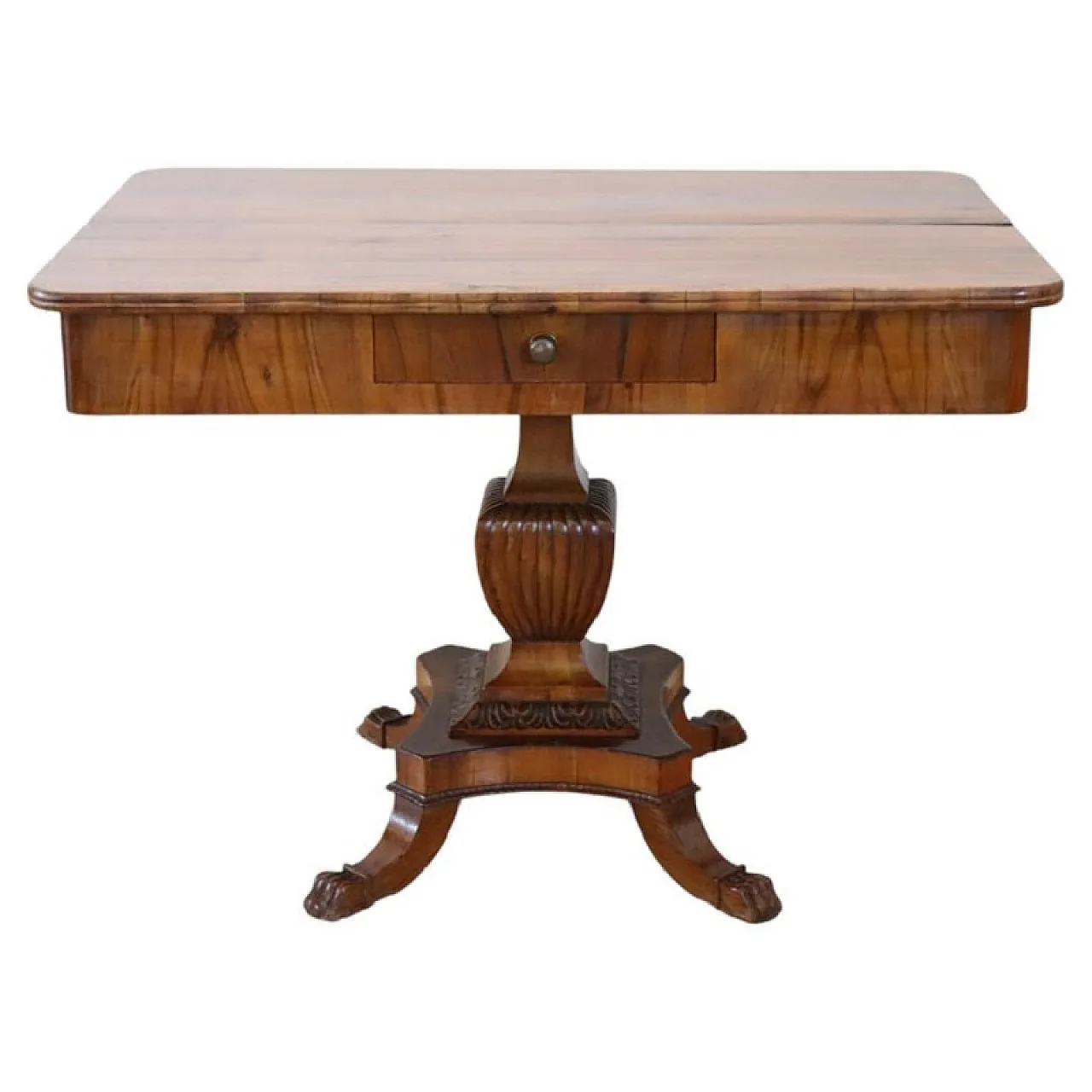 Walnut coffee table with one drawer, extendable, 19th century 1