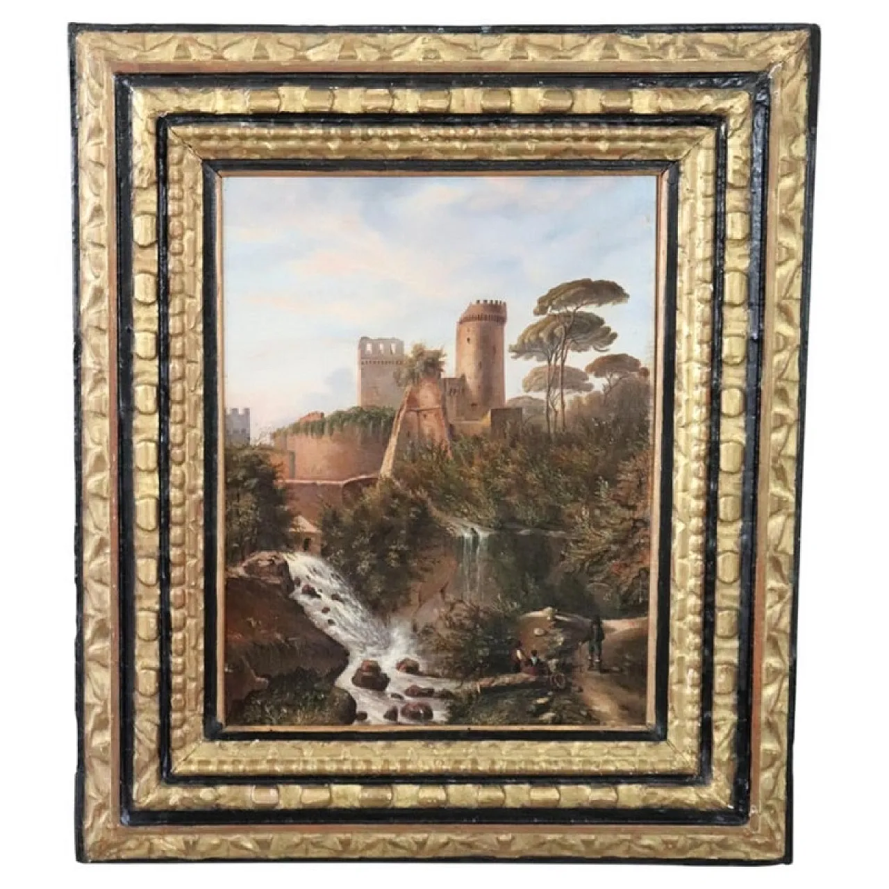 Landscape, oil painting on canvas, signed M.G., 18th century 1