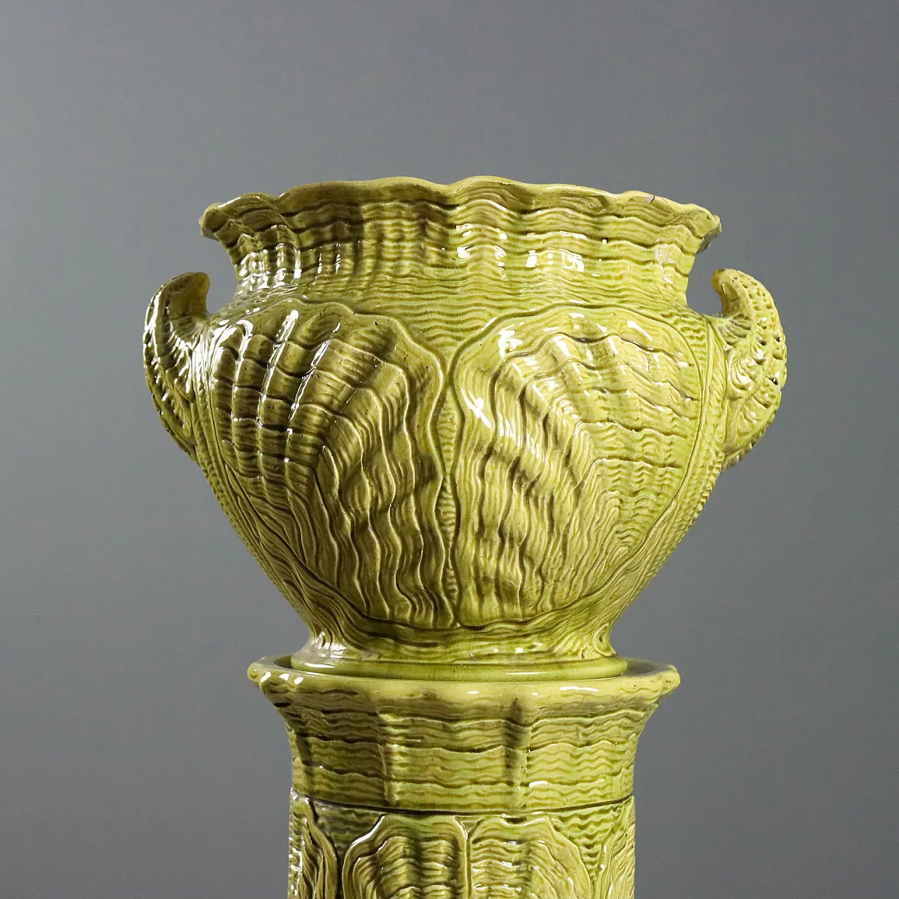 Cache Pot with column Burmantofts Faience Manufacture, 20th century 3