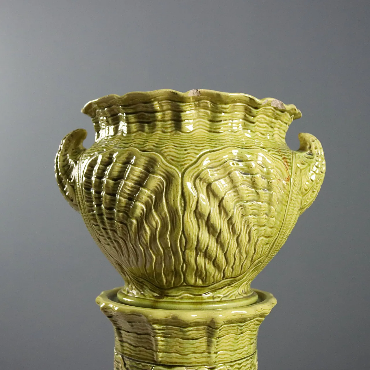 Cache Pot with column Burmantofts Faience Manufacture, 20th century 5