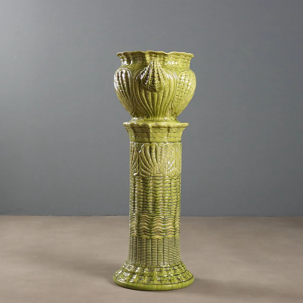 Cache Pot with column Burmantofts Faience Manufacture, 20th century 9
