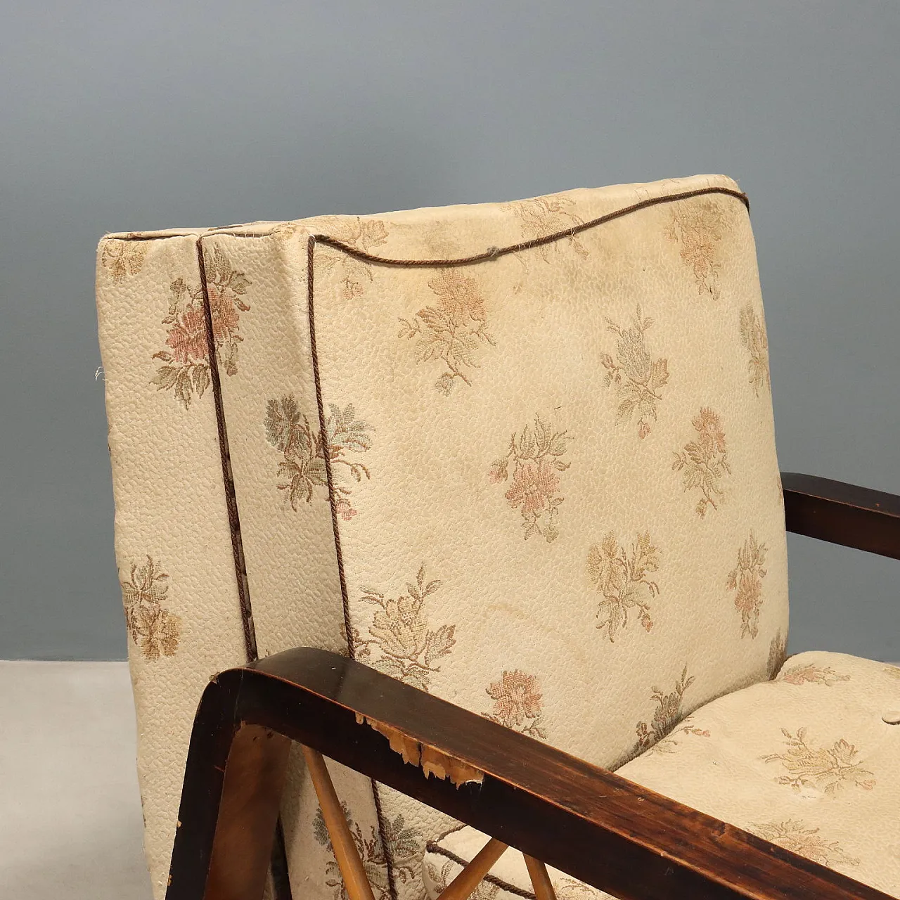 Psir of armchairs with wooden armrests, mid-20th century 4