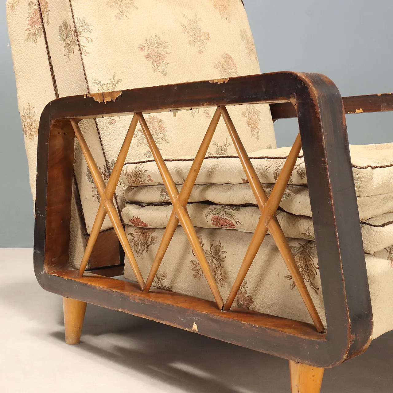 Psir of armchairs with wooden armrests, mid-20th century 5