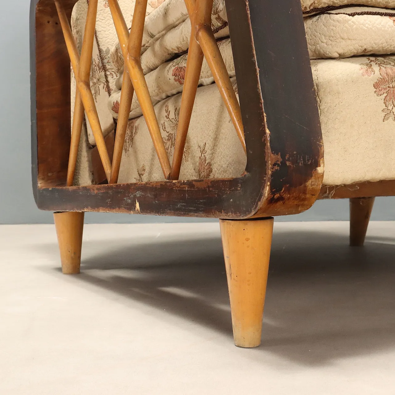 Psir of armchairs with wooden armrests, mid-20th century 6