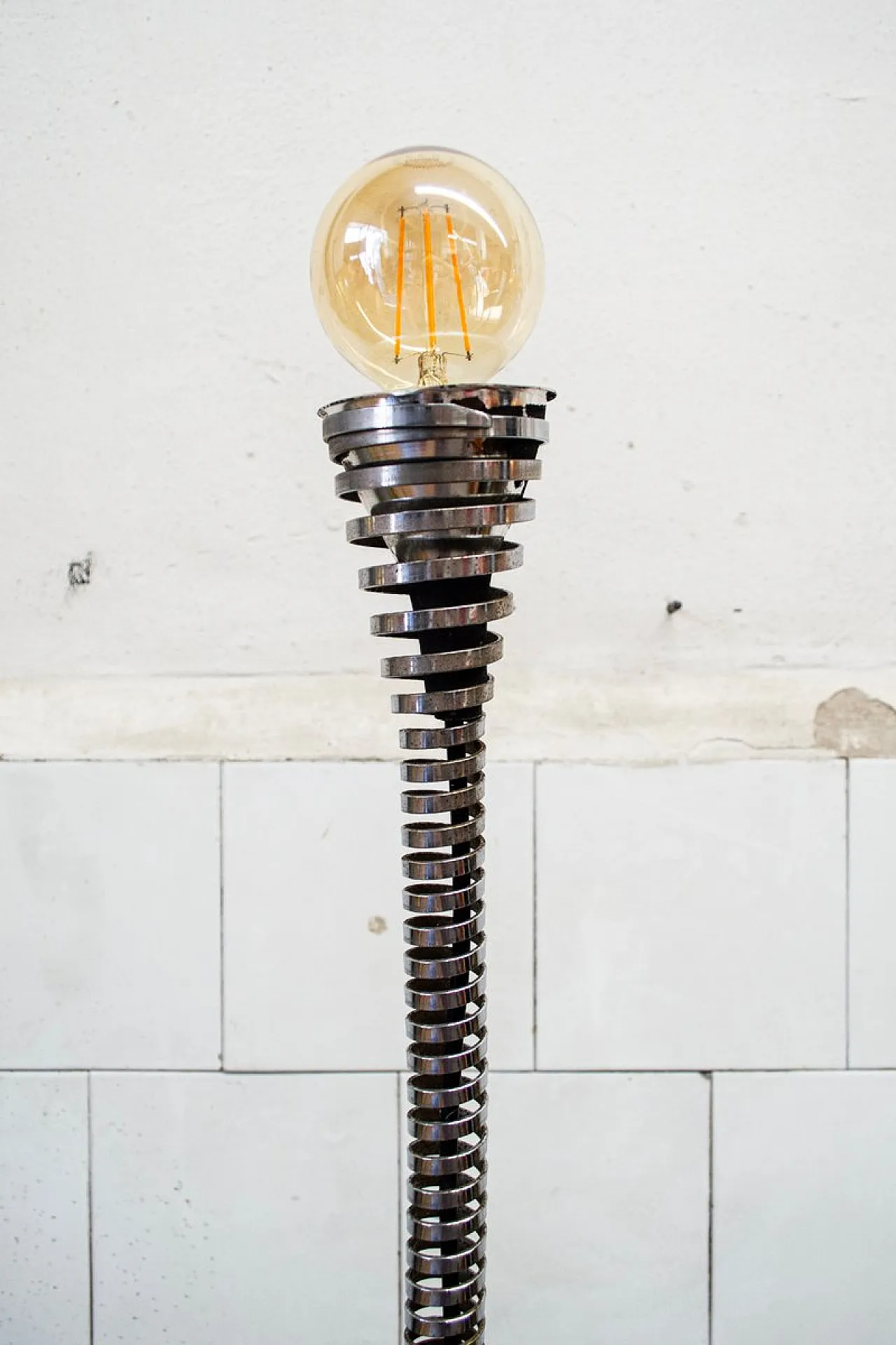 Lampada Molla in acciaio di Eleonore Peduzzi Riva per Candle, anni '70 3