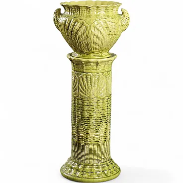 Cache Pot with column Burmantofts Faience Manufacture, 20th century