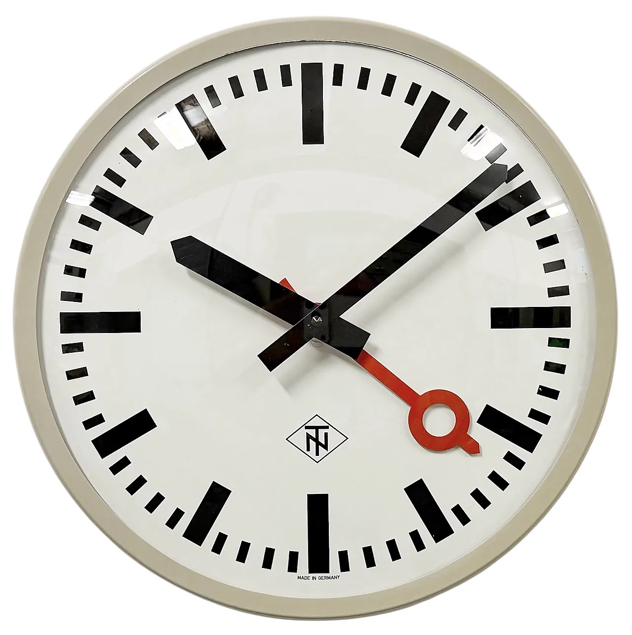 Grey Industrial Wall Clock from TN, 1960s 1