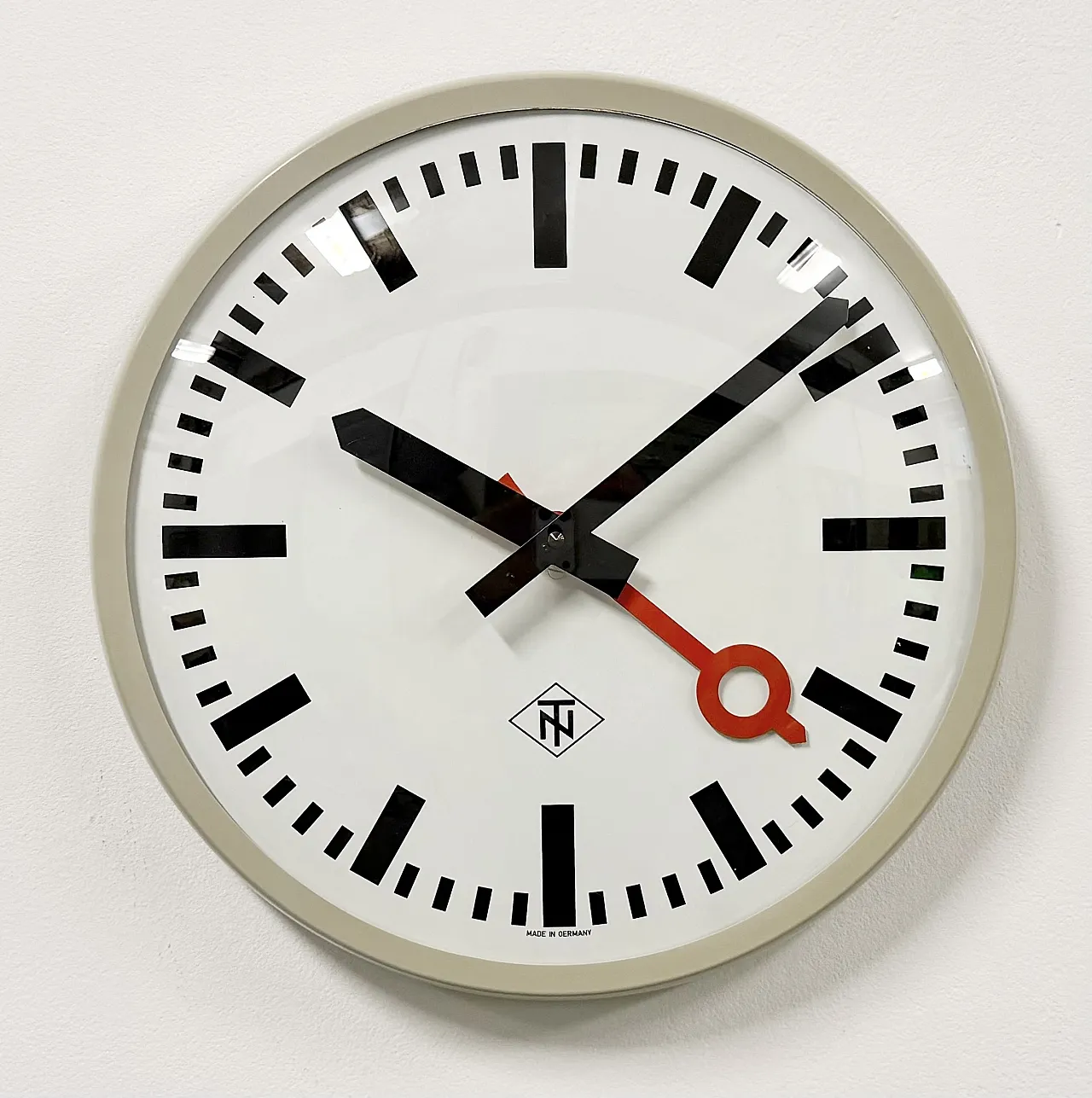 Grey Industrial Wall Clock from TN, 1960s 3