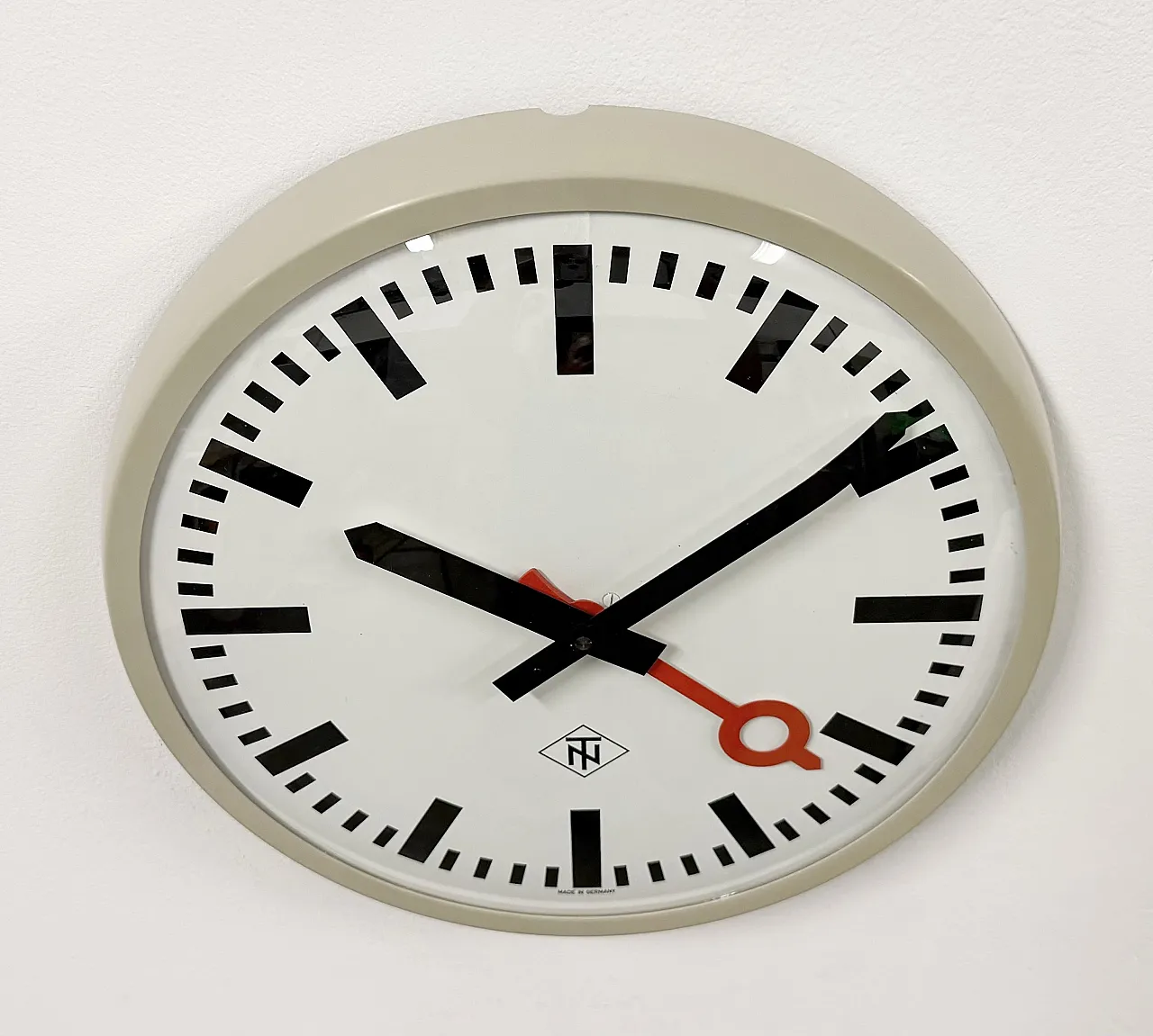 Grey Industrial Wall Clock from TN, 1960s 6