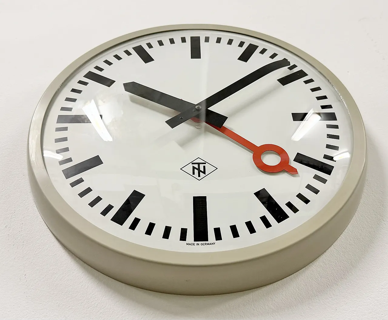Grey Industrial Wall Clock from TN, 1960s 7