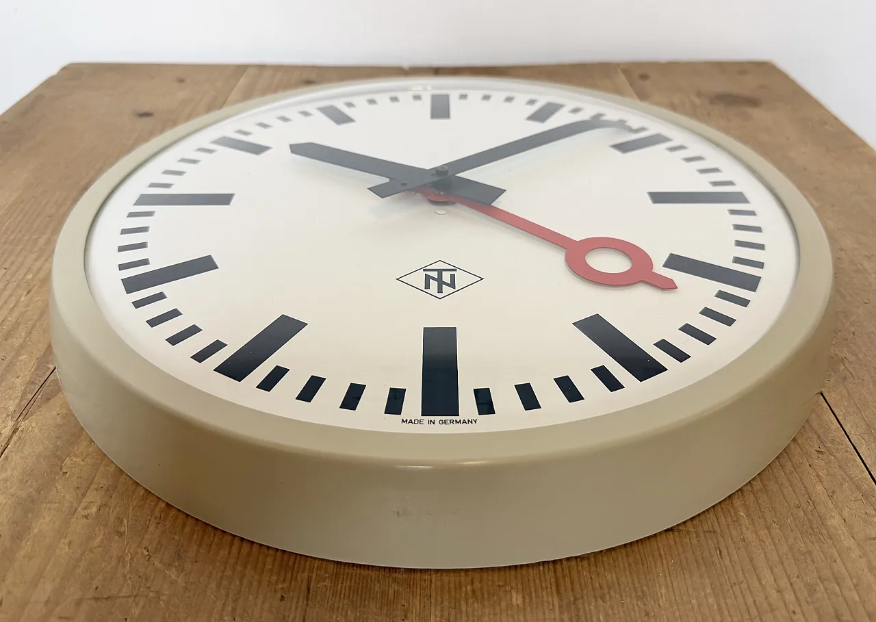 Grey Industrial Wall Clock from TN, 1960s 8