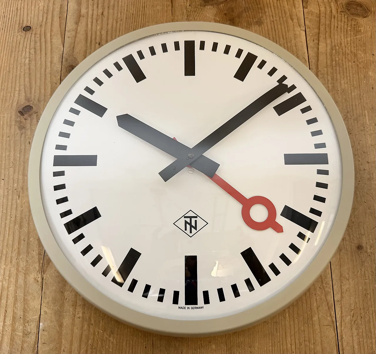 Grey Industrial Wall Clock from TN, 1960s 10