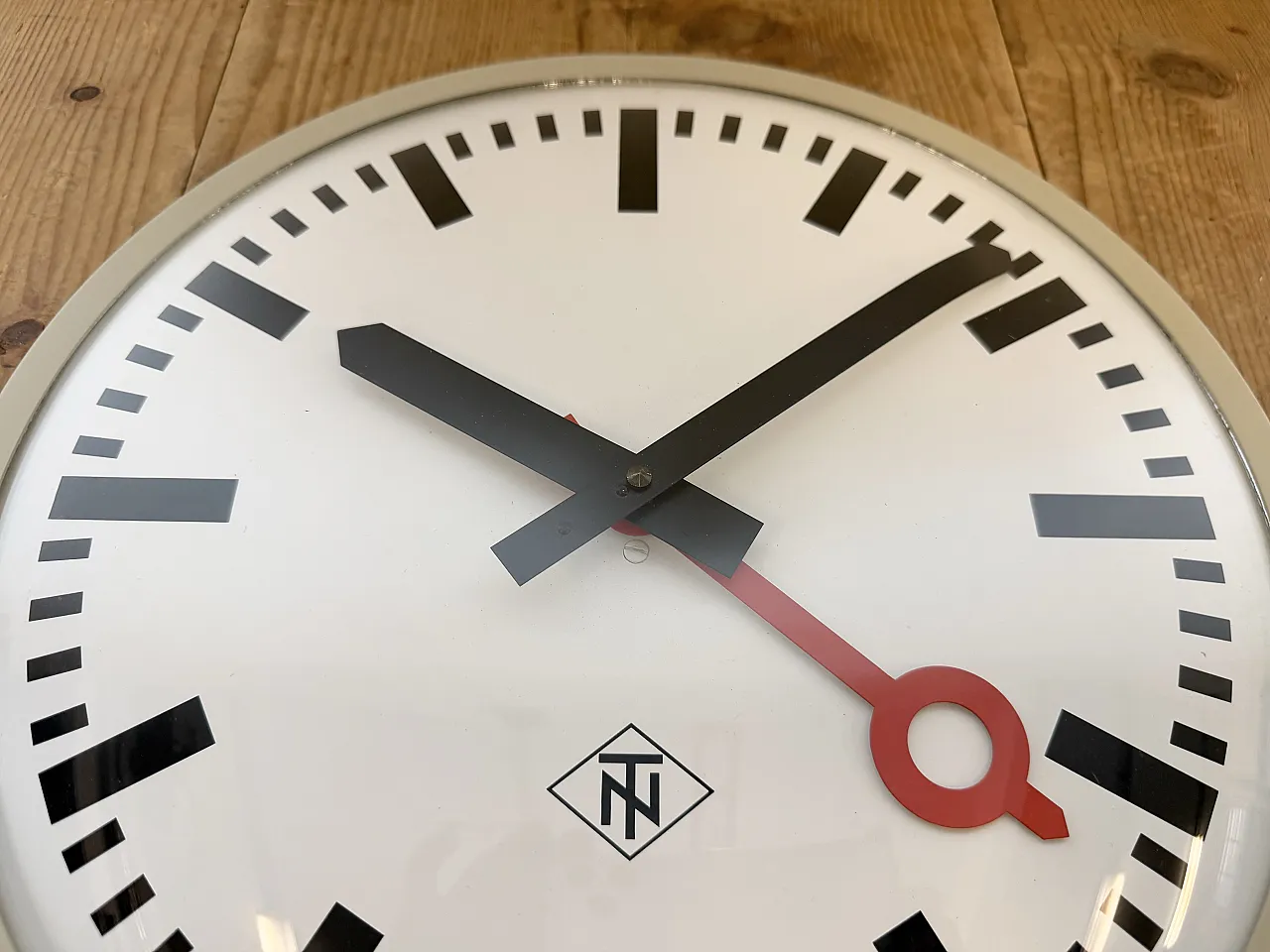 Grey Industrial Wall Clock from TN, 1960s 11