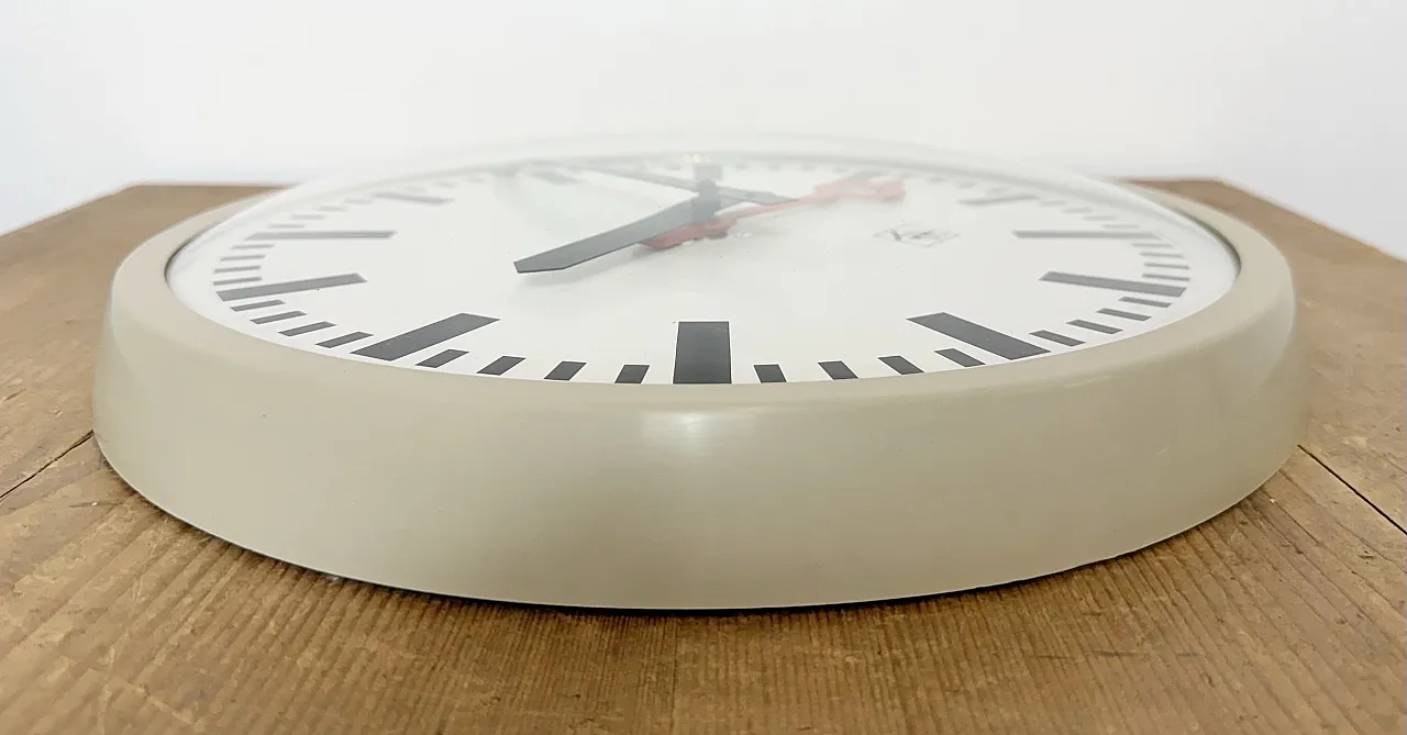 Grey Industrial Wall Clock from TN, 1960s 15