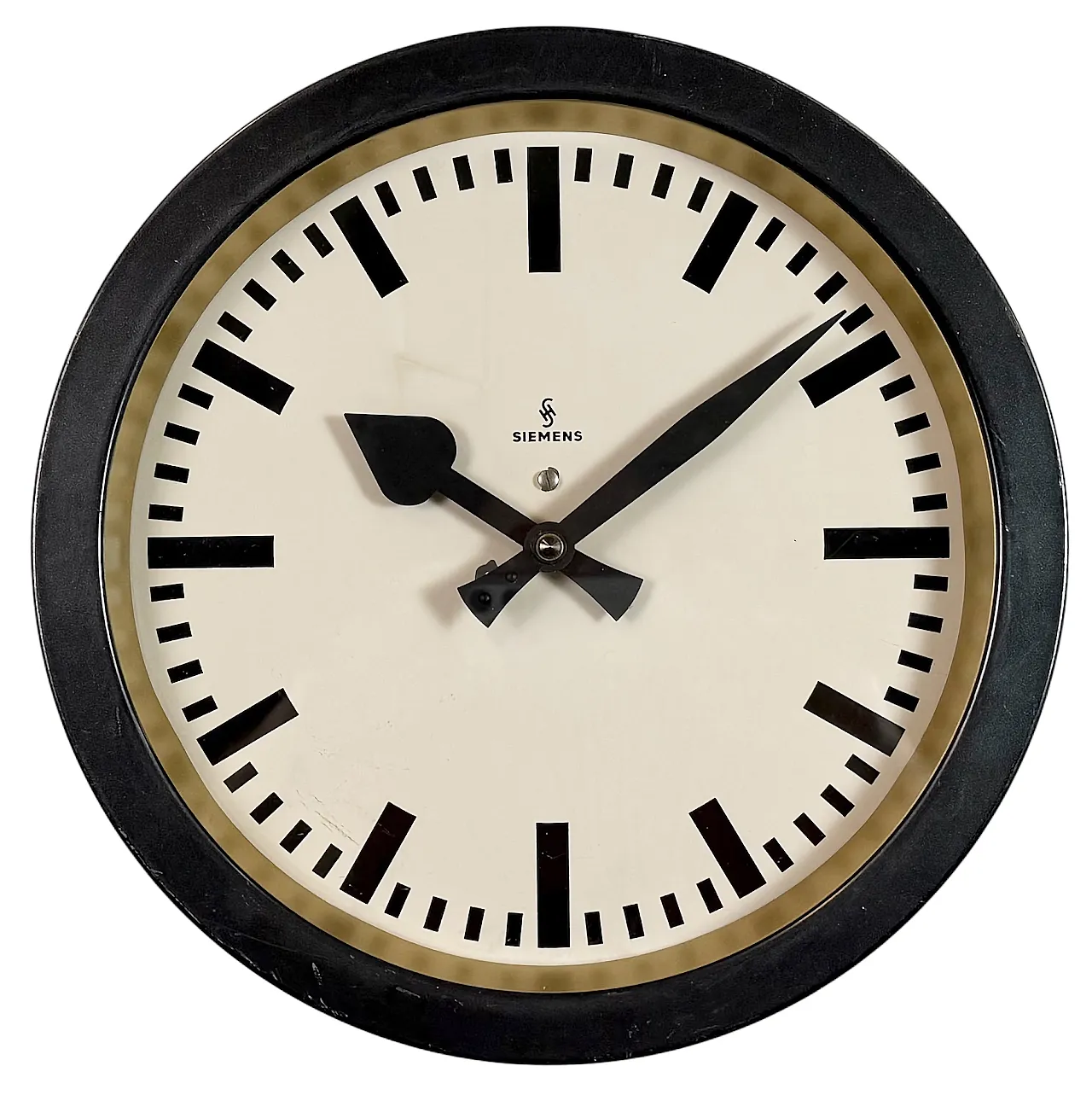 Black Industrial Factory Wall Clock from Siemens, 1950s 1