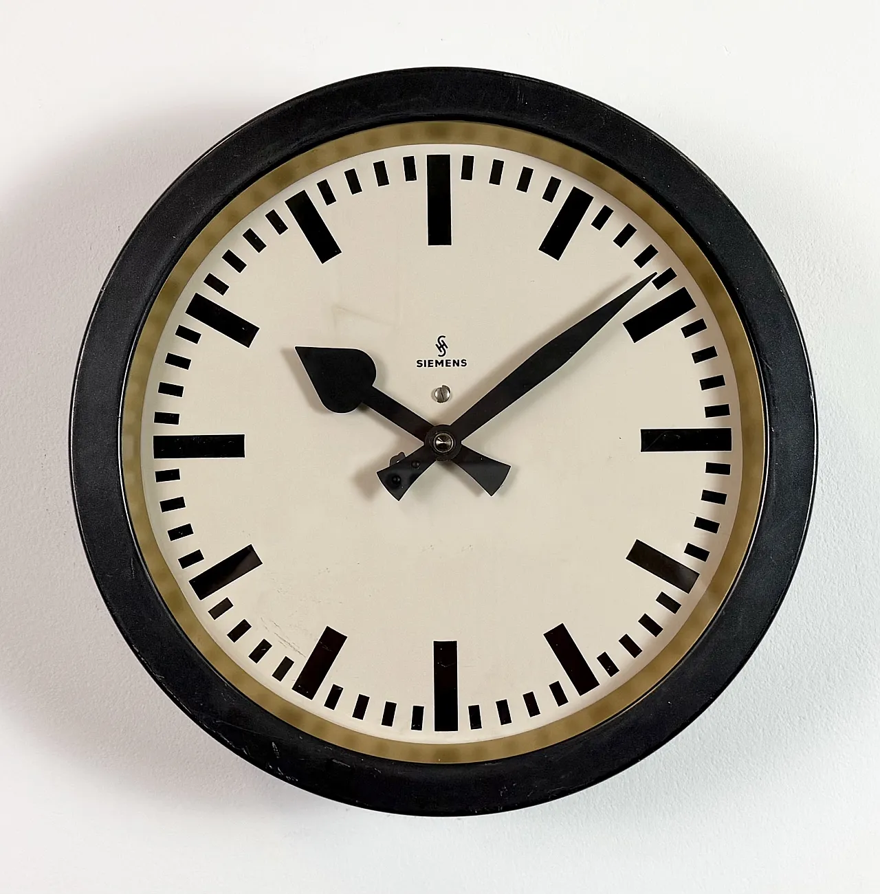 Black Industrial Factory Wall Clock from Siemens, 1950s 3