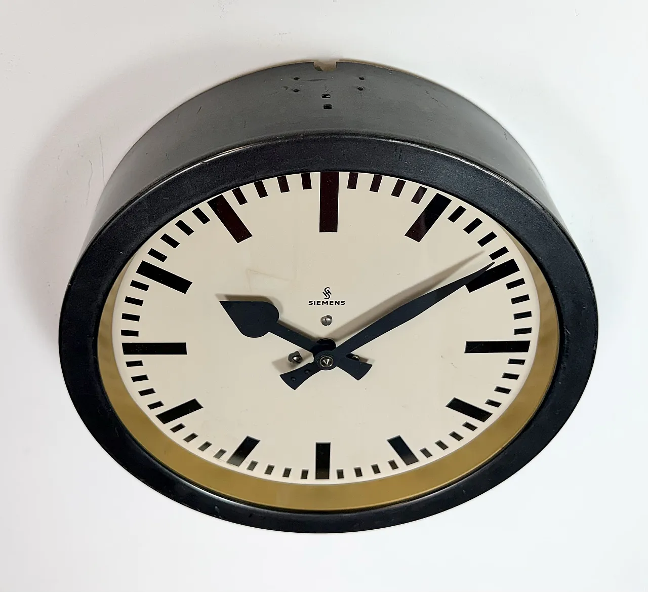 Black Industrial Factory Wall Clock from Siemens, 1950s 6
