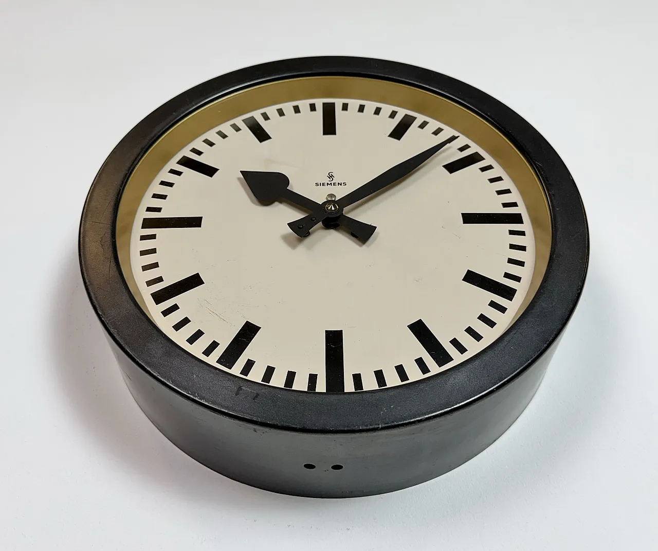 Black Industrial Factory Wall Clock from Siemens, 1950s 7