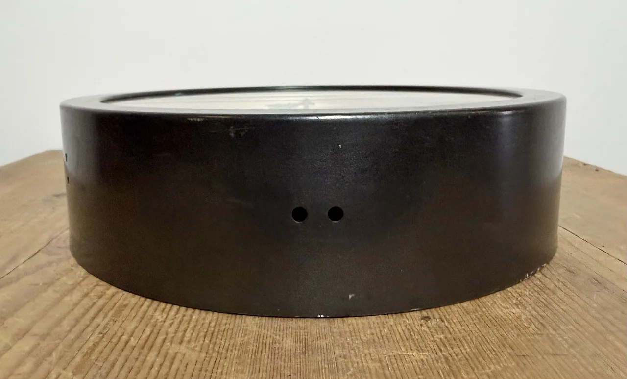 Black Industrial Factory Wall Clock from Siemens, 1950s 11