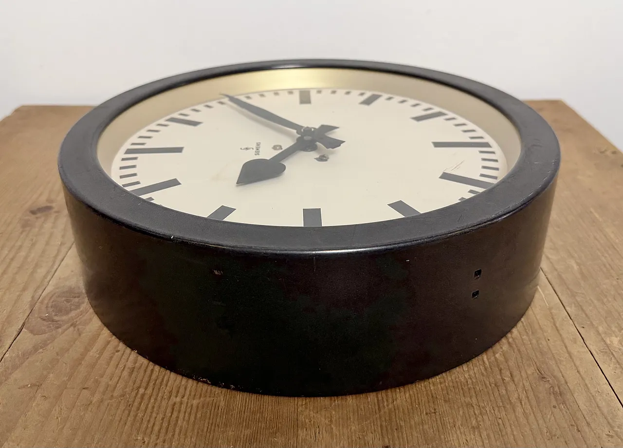 Black Industrial Factory Wall Clock from Siemens, 1950s 14