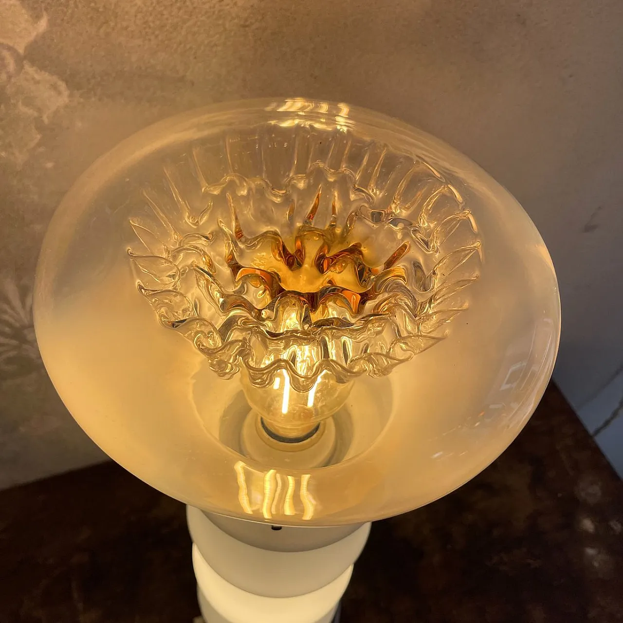 Murano and opal glass table lamp attributed to Mazzega, 1980s 12