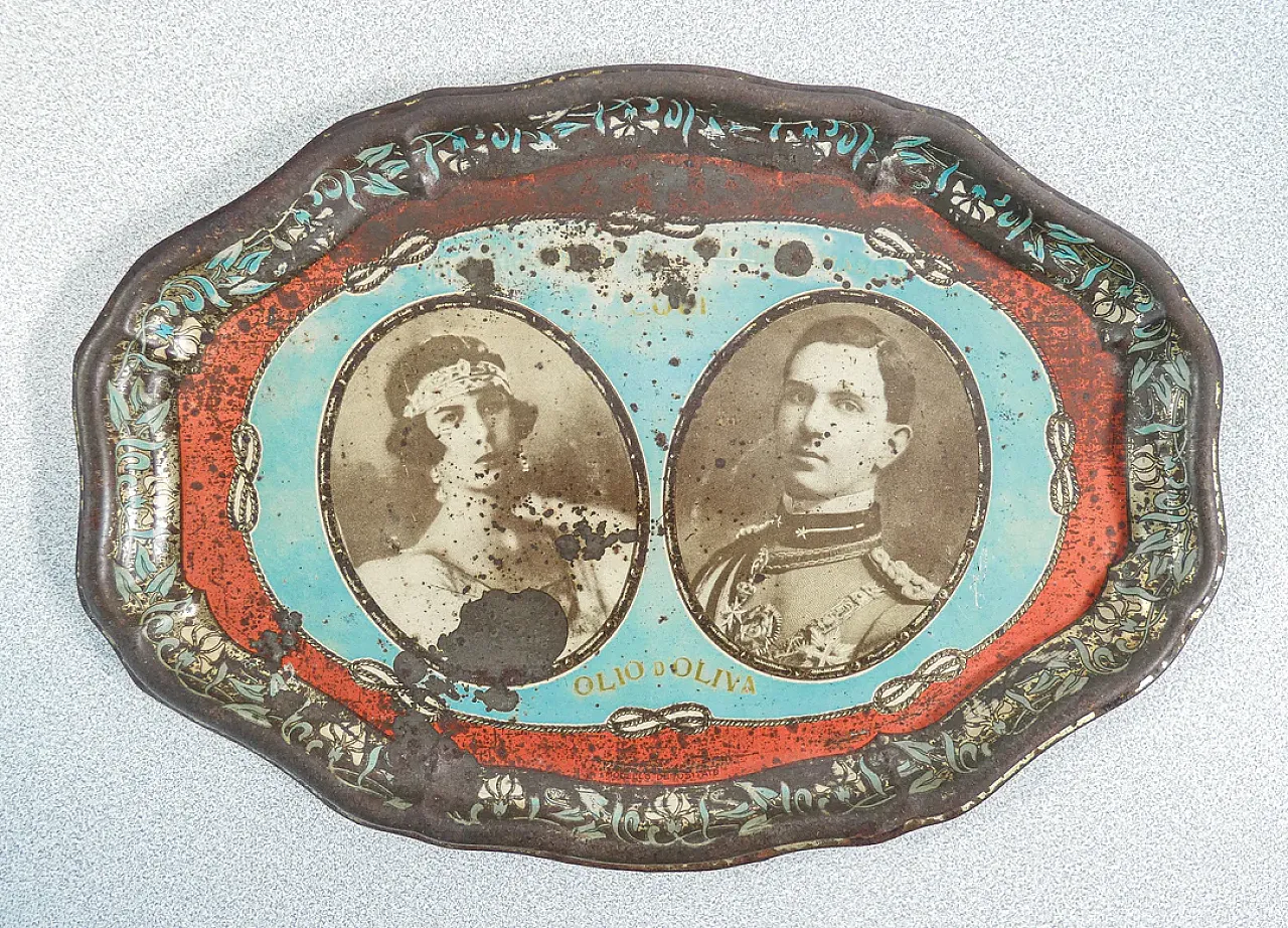 Vassoio commemorativo in latta litografata, anni '30 1