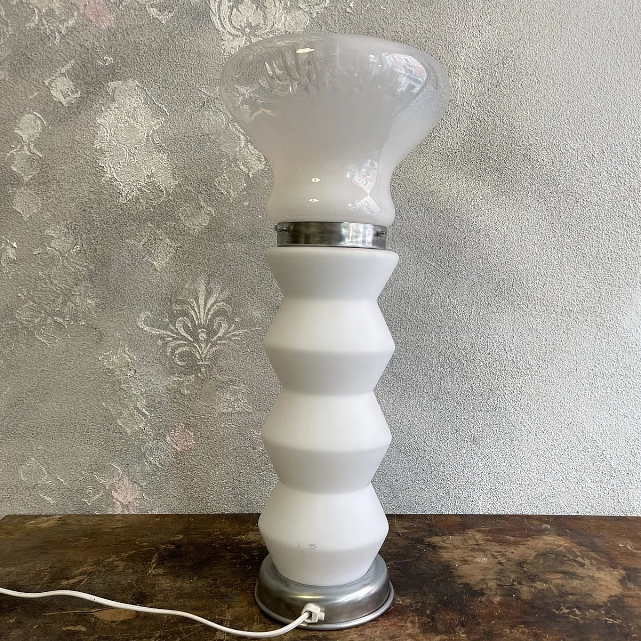 Murano and opal glass table lamp attributed to Mazzega, 1980s 22