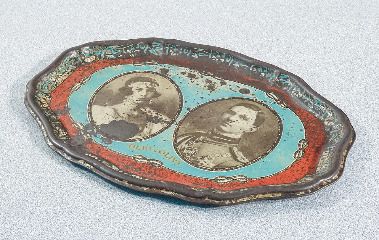 Vassoio commemorativo in latta litografata, anni '30 3