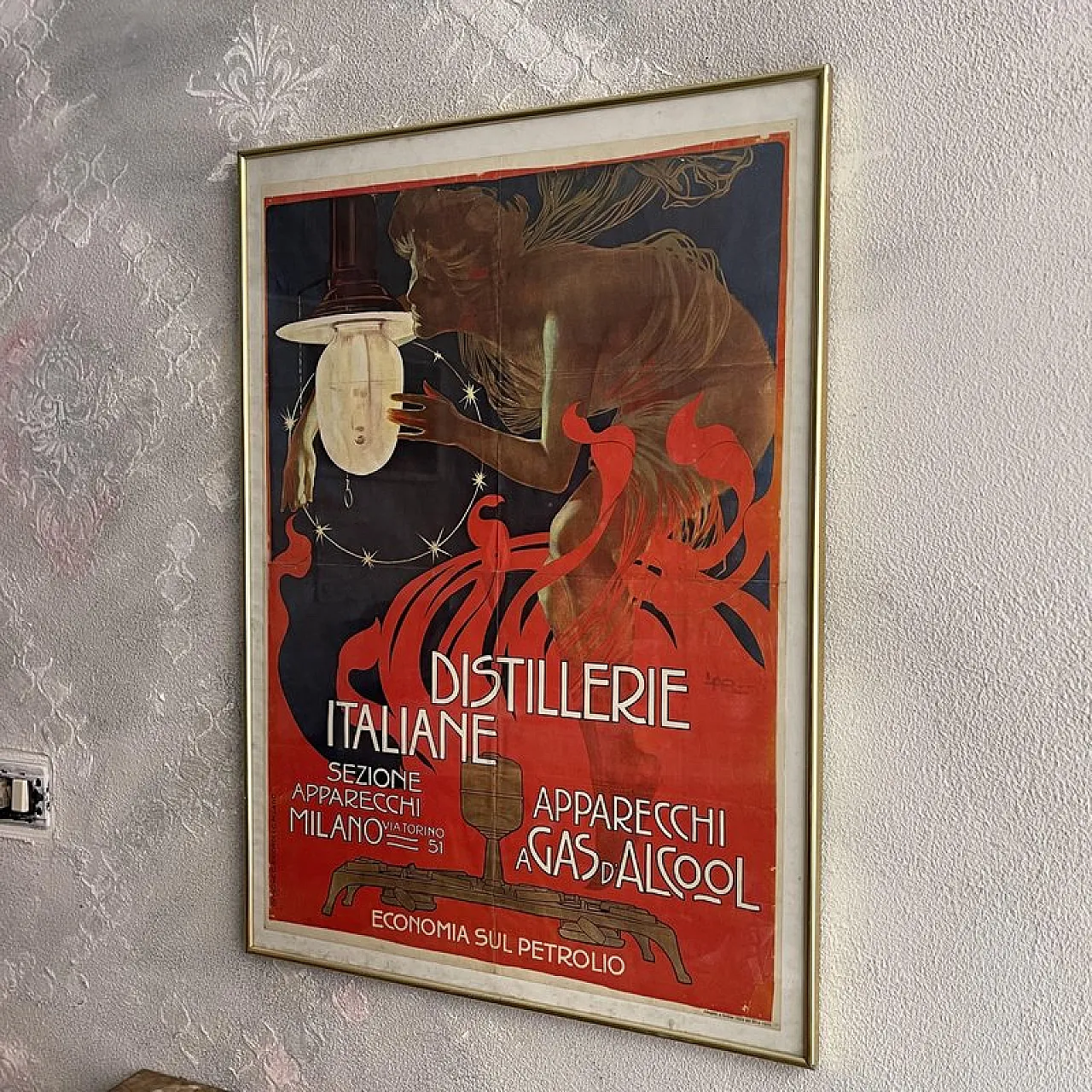 Framed advertising lithograph poster from Distillerie Italiane, 1970s 2
