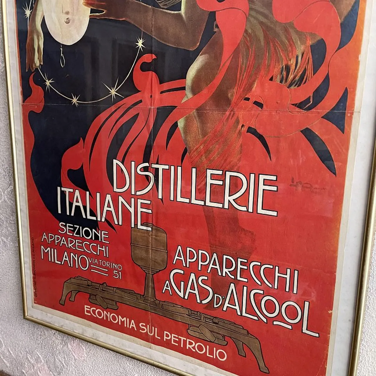 Framed advertising lithograph poster from Distillerie Italiane, 1970s 6