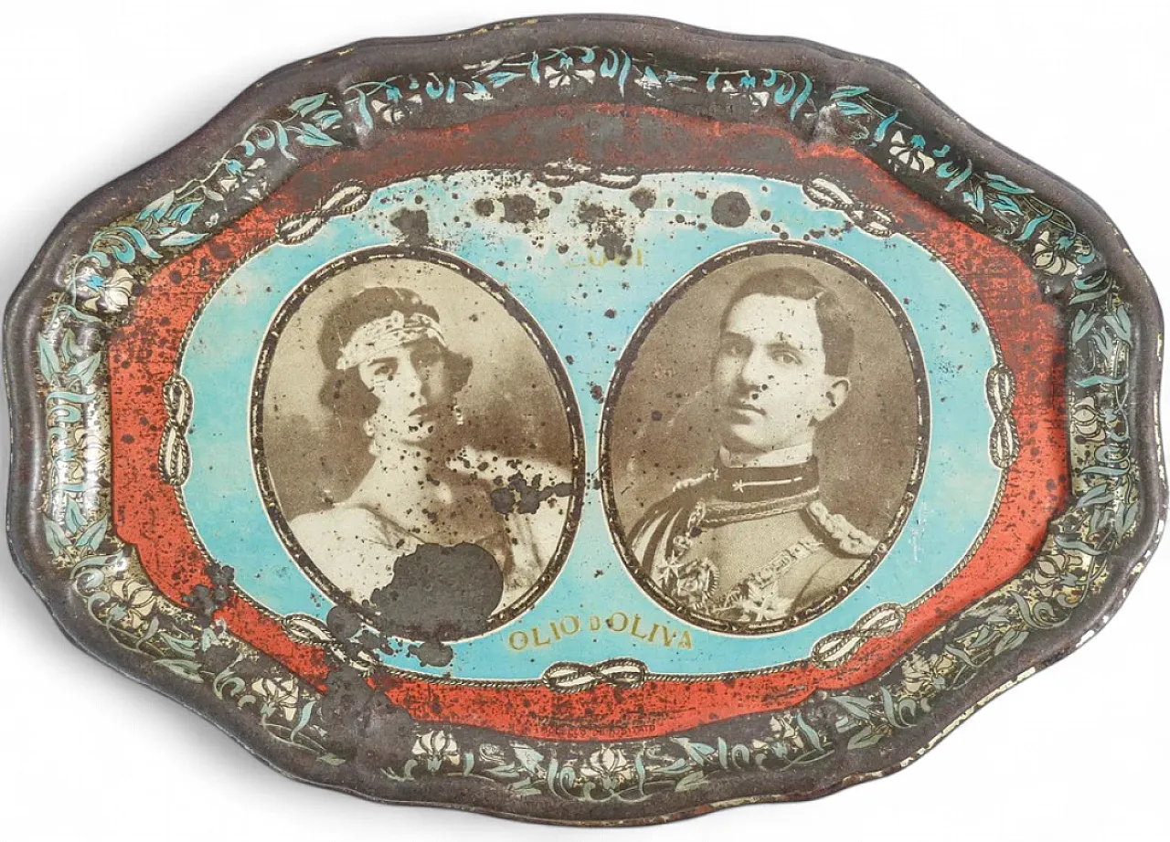 Vassoio commemorativo in latta litografata, anni '30 6