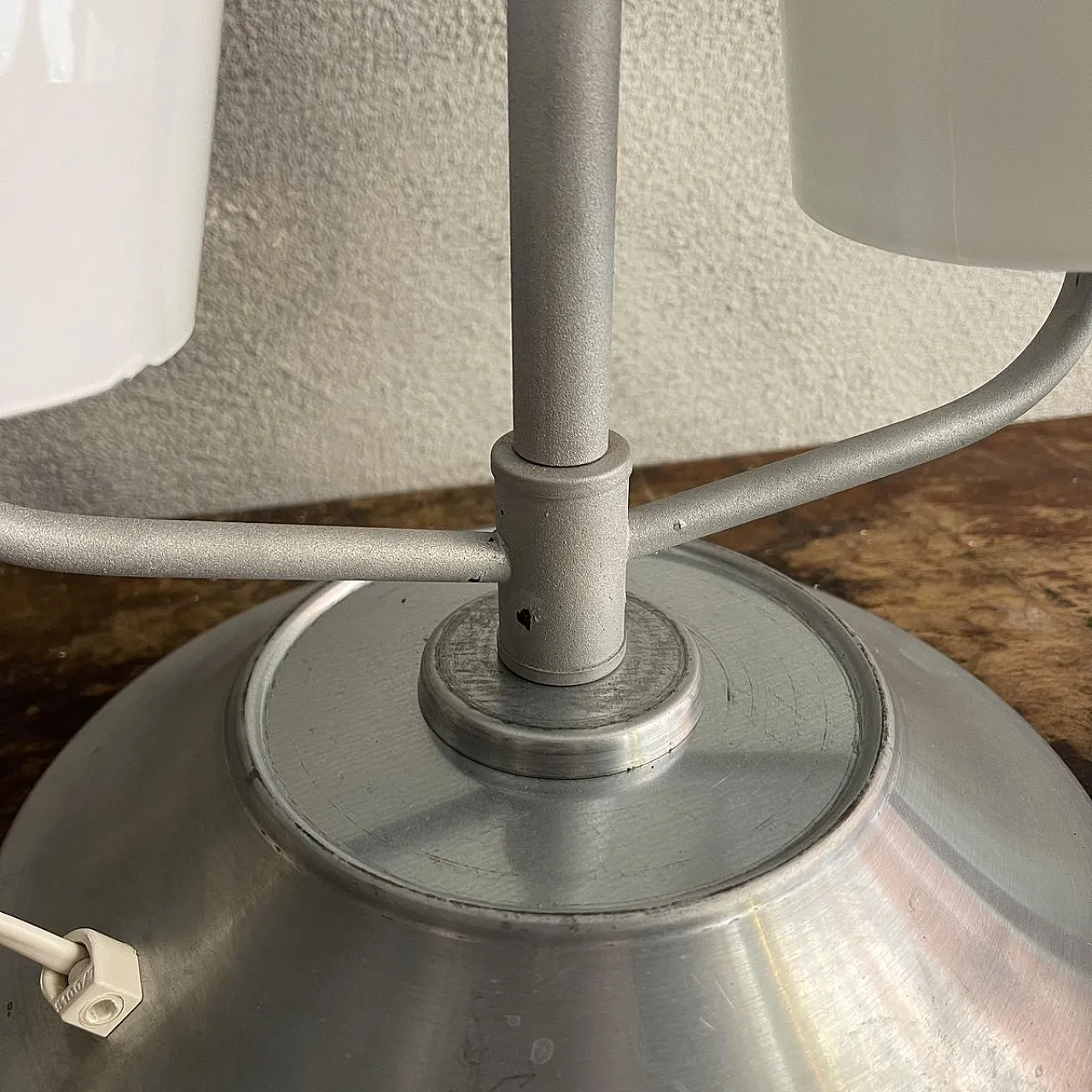 Lamp with curved opal glass shade attributed to Mazzega, 1980s 8