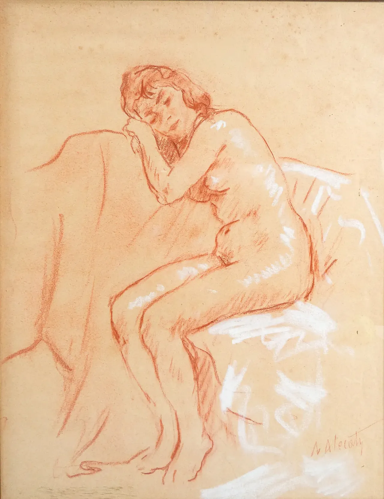 Nudo femminile di Ambrogio Antonio Alciati, disegno su carta, '900 2
