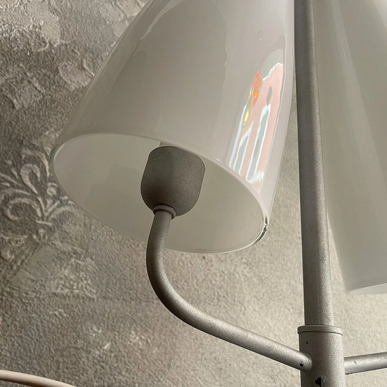 Lamp with curved opal glass shade attributed to Mazzega, 1980s 9