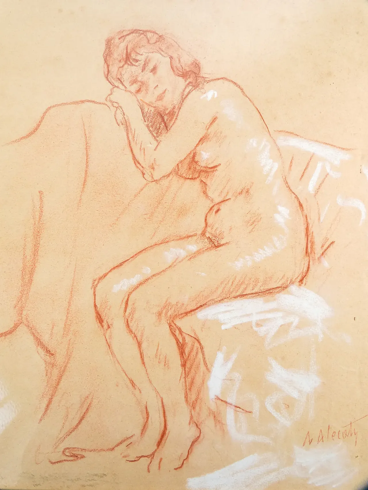Nudo femminile di Ambrogio Antonio Alciati, disegno su carta, '900 3